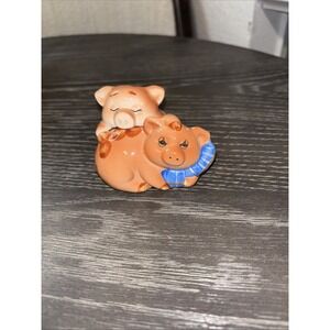 Vintage Ceramic Sleeping Cuddling Piglets Glazed Figurines Cute Shelf Sitters‎